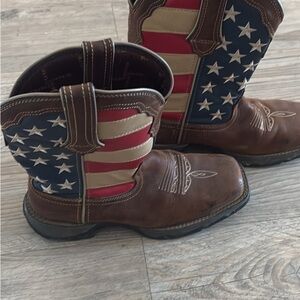 Durango Brown Cowboy Boots with Flag Accents